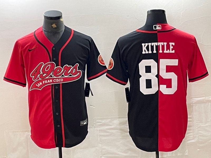Men San Francisco 49ers 85 Kittle Black and red semi-joint name 2024 Nike Limited NFL Jersey style 1